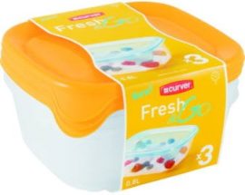 Curver Fresh&Go Ételtartó szett (3x0,8L) Szögletes Narancs/Átlátszó (6/karton)