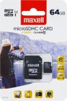 Maxell MICRO SD kártya, 64GB (adapteres) (10db/karton)