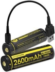 NITECORE Li-Io 18650 2600 mAh NL1826R USB-s akku